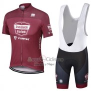 Strade Ropa Ciclismo Culotte Corto 2017 Mangas Cortas Bianche Trek Rojo