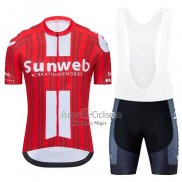 Sunweb Ropa Ciclismo Culotte Corto 2020 Mangas Cortas Rojo