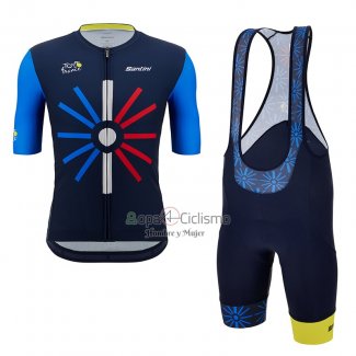 Tour DE Francia Ropa Ciclismo Culotte Corto 2023 Hombre Mangas Cortas Negro Azul