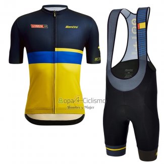 Vuelta Espana Ropa Ciclismo Culotte Corto 2022 Hombre Mangas Cortas Negro AMarillo